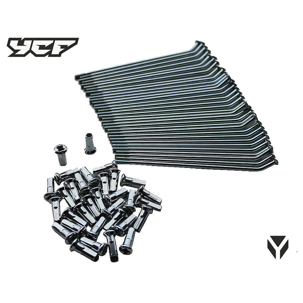 Kit de Raios dianteiro 145x3 45º) 14" / reforçados (32uni) (JR14-14.5), Pitbike / YCF (Lite 125/150 -›2017 / Start 125 2012-2017 / Pilot 125 2012-17 / P150 2013-17 / SP 2012-15)